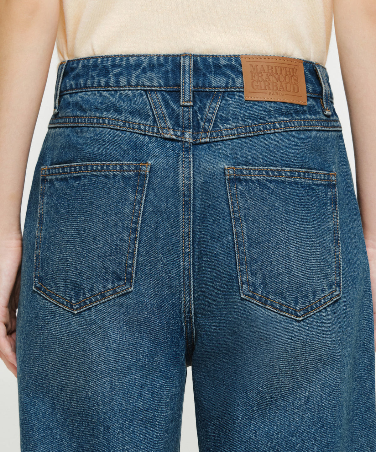 Marithe & Francois Girbaud - [Pre-order – Ships 7 Oct] Semi-wide Denim Pants (Dark Blue) product image 2 | TRAB K-Fashion Australia