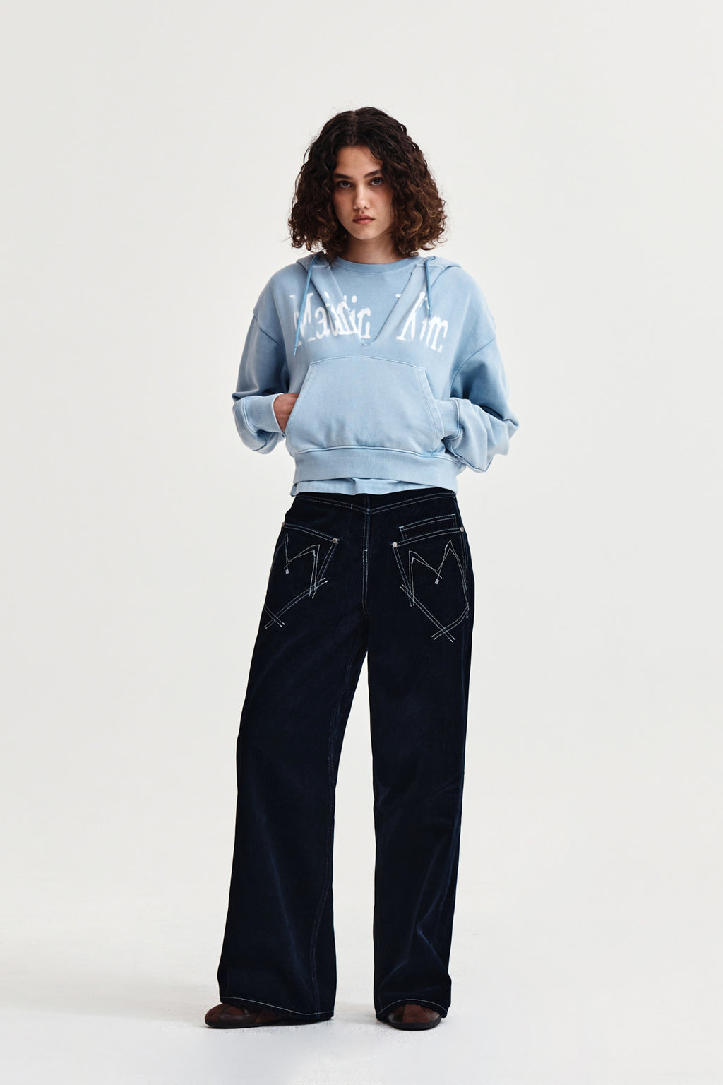 Matin Kim - Washed Layered Crop Hoody (Sky) product image 9 | TRAB K-Fashion Australia