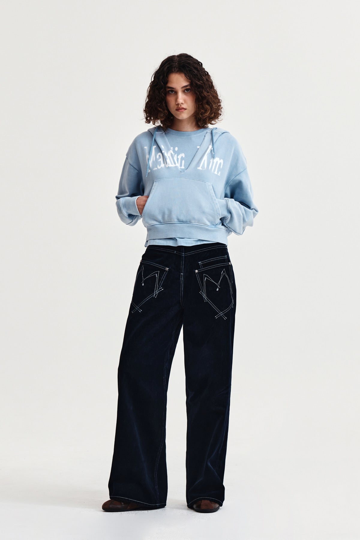Matin Kim - Washed Layered Crop Hoody (Sky) product image 9 | TRAB K-Fashion Australia