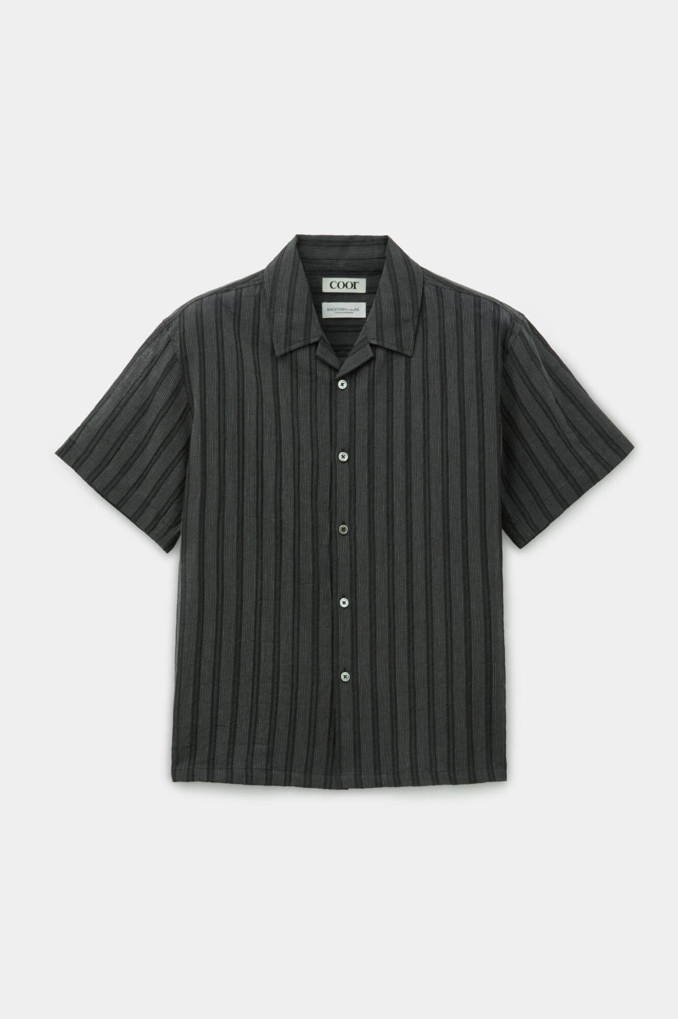 Coor - Seer Pin Open Collar Half Shirt (Black) product image 1 | TRAB K-Fashion Australia