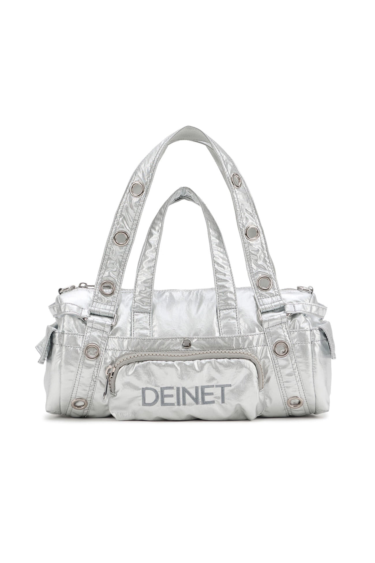Deinet - Eyelet Glossy Mini Duffle Bag (Silver) product image 5 | TRAB K-Fashion Australia