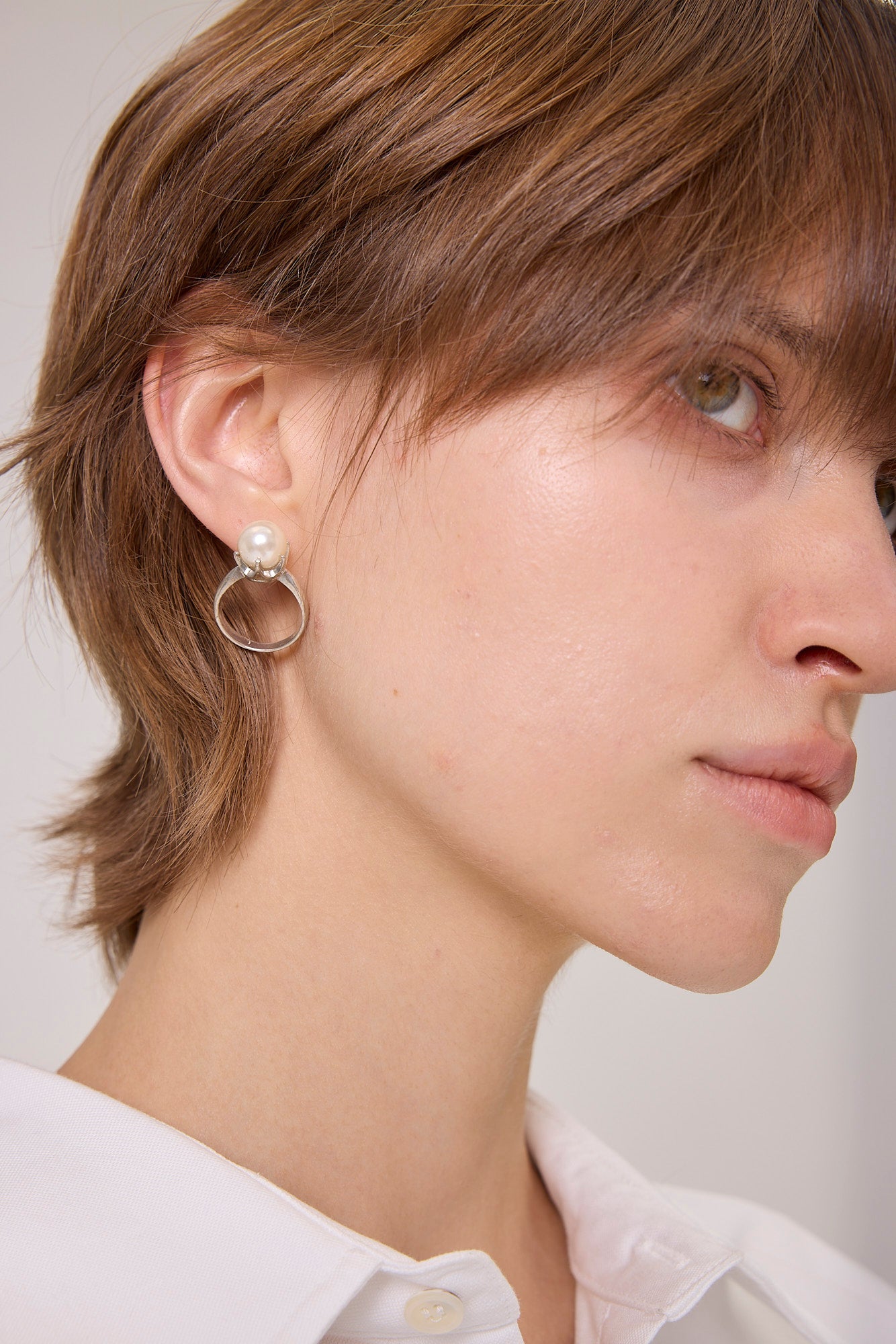 Kimhe Kim - Pearl Ring Earrings (Silver) product image 3 | TRAB K-Fashion Australia
