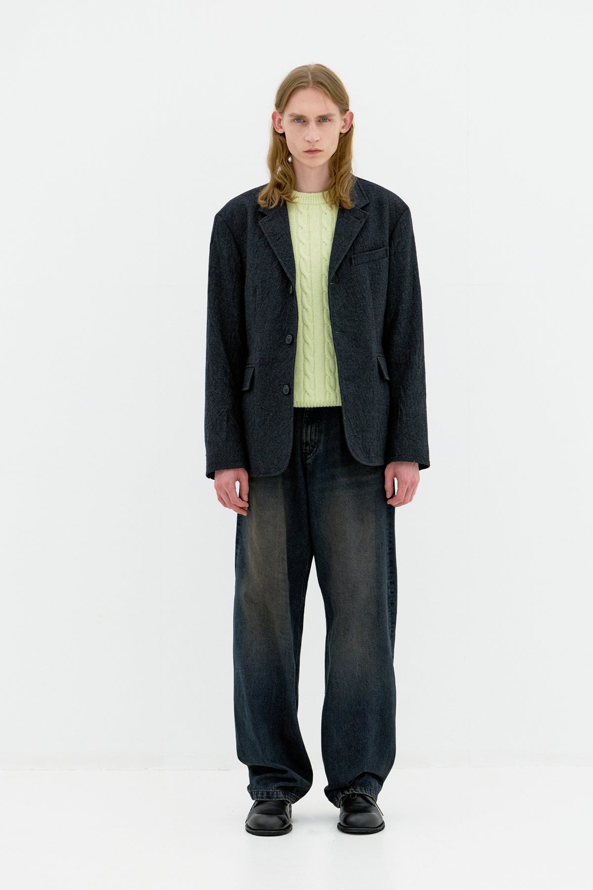 Coor - Virgin Wool Crease Washed Blazer (Charcoal Gray) product image 2 | TRAB K-Fashion Australia