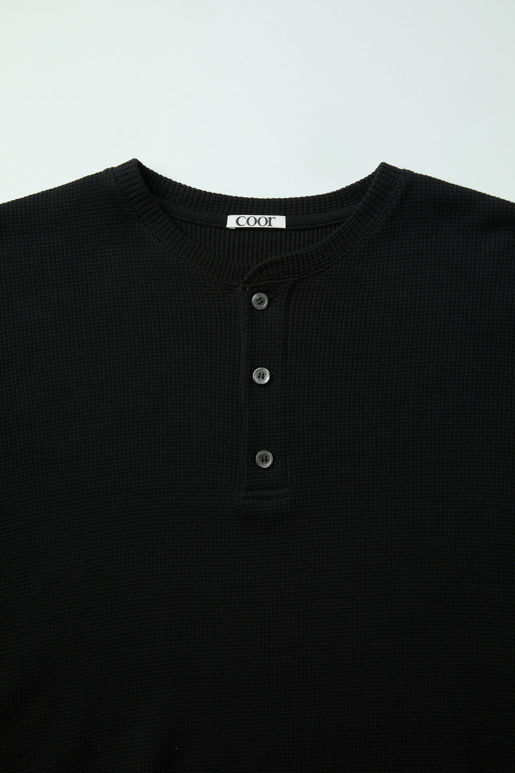 Coor - Waffle Henley T-Shirt (Black) product image 5 | TRAB K-Fashion Australia