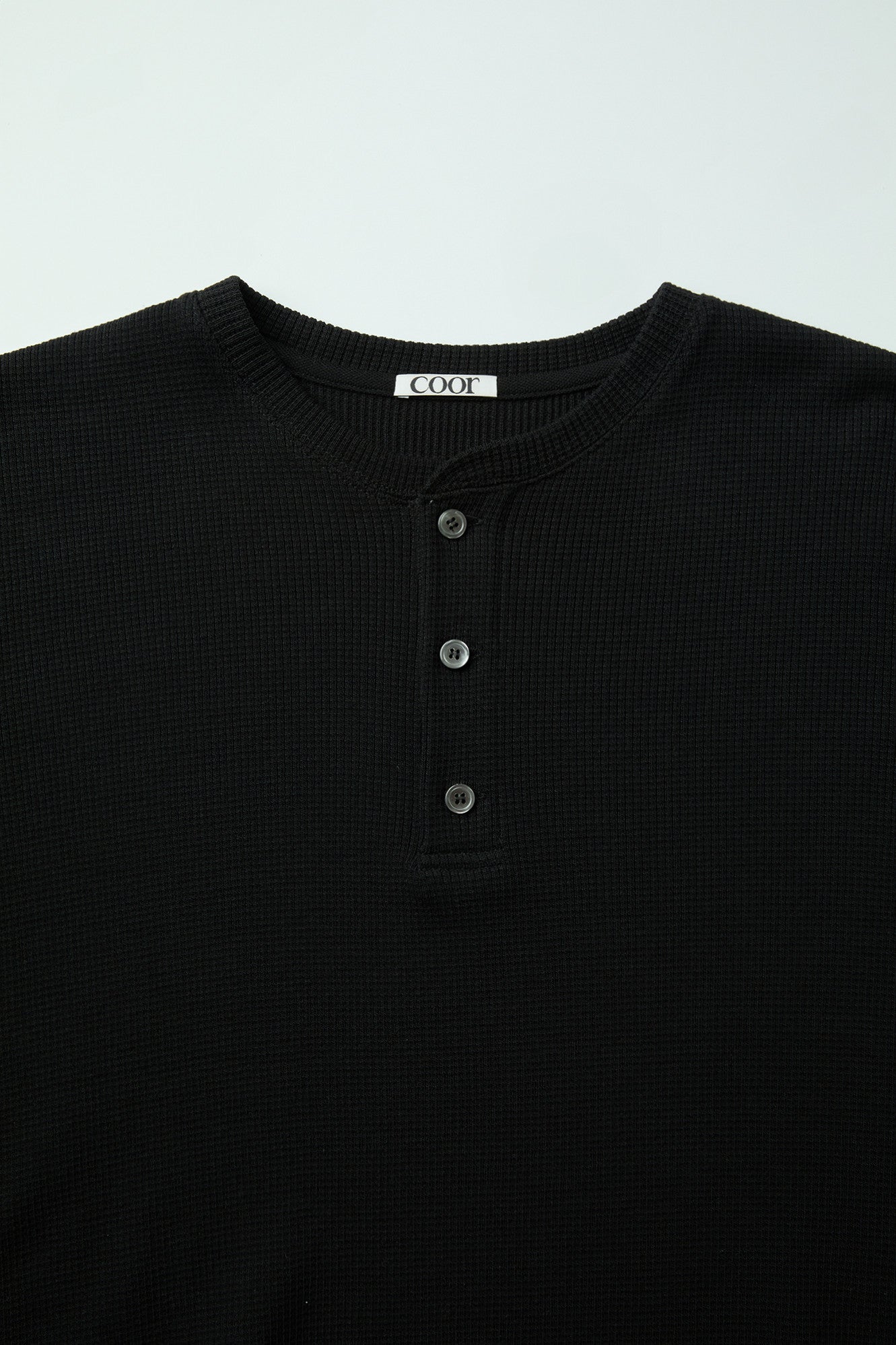Coor - Waffle Henley T-Shirt (Black) product image 5 | TRAB K-Fashion Australia