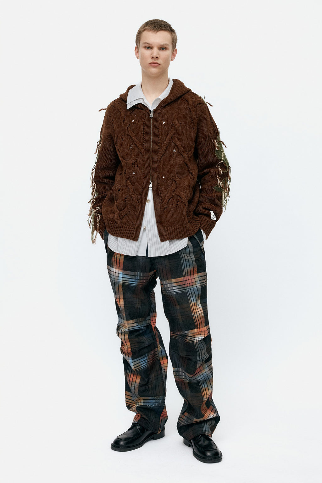 Andersson Bell - Burn-Out Check Cut-Out Wrap Pants (Multi) product image 1 | TRAB K-Fashion Australia