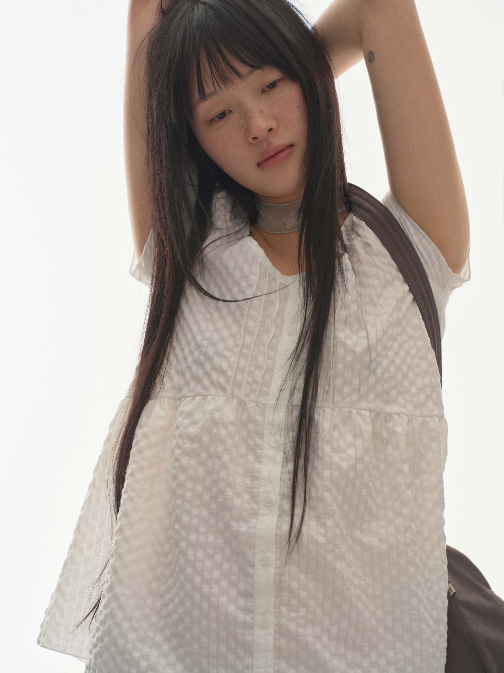Coyseio - Pintuck Blouse (White) product image 3 | TRAB K-Fashion Australia