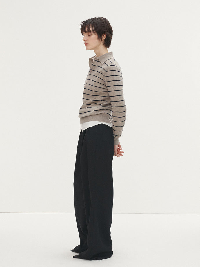 Tonywack - Wool Twill Pleated Wide Trousers (Black) product image 3 | TRAB K-Fashion Australia