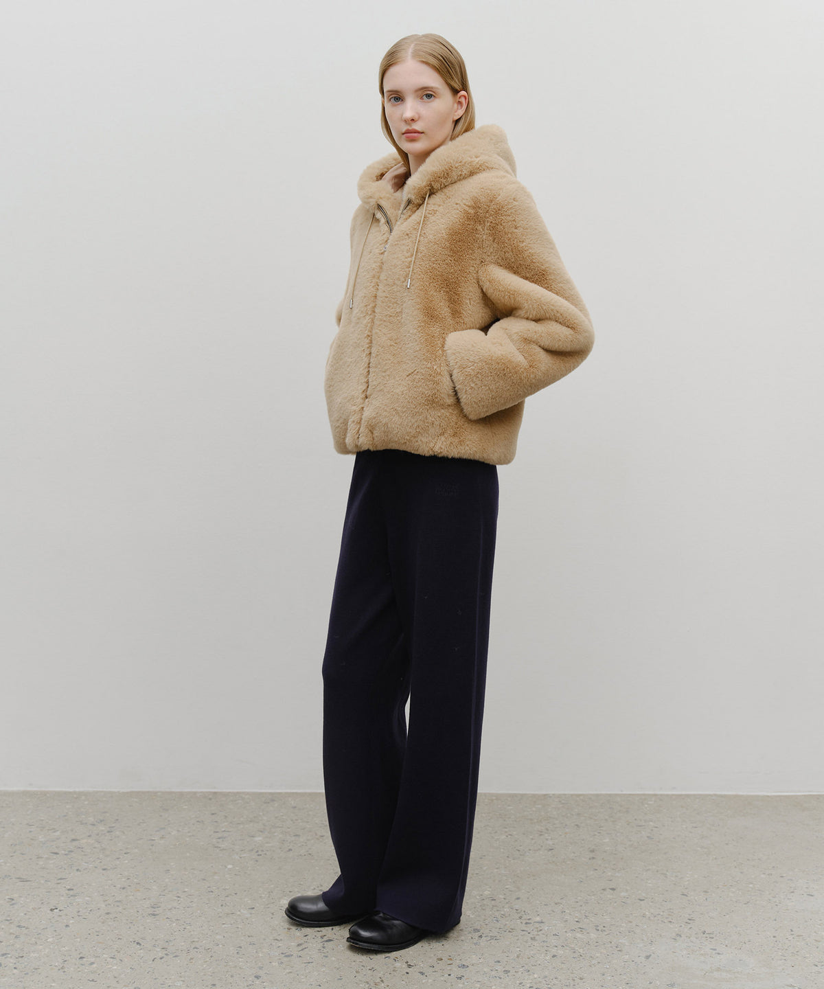 Marithe & Francois Girbaud - Hooded Faux Fur Jacket (Beige) product image 5 | TRAB K-Fashion Australia