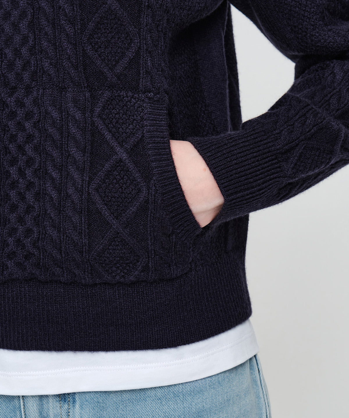 Marithe & Francois Girbaud - Micro Classic Logo Cable Hooded Knit (Navy) product image 4 | TRAB K-Fashion Australia