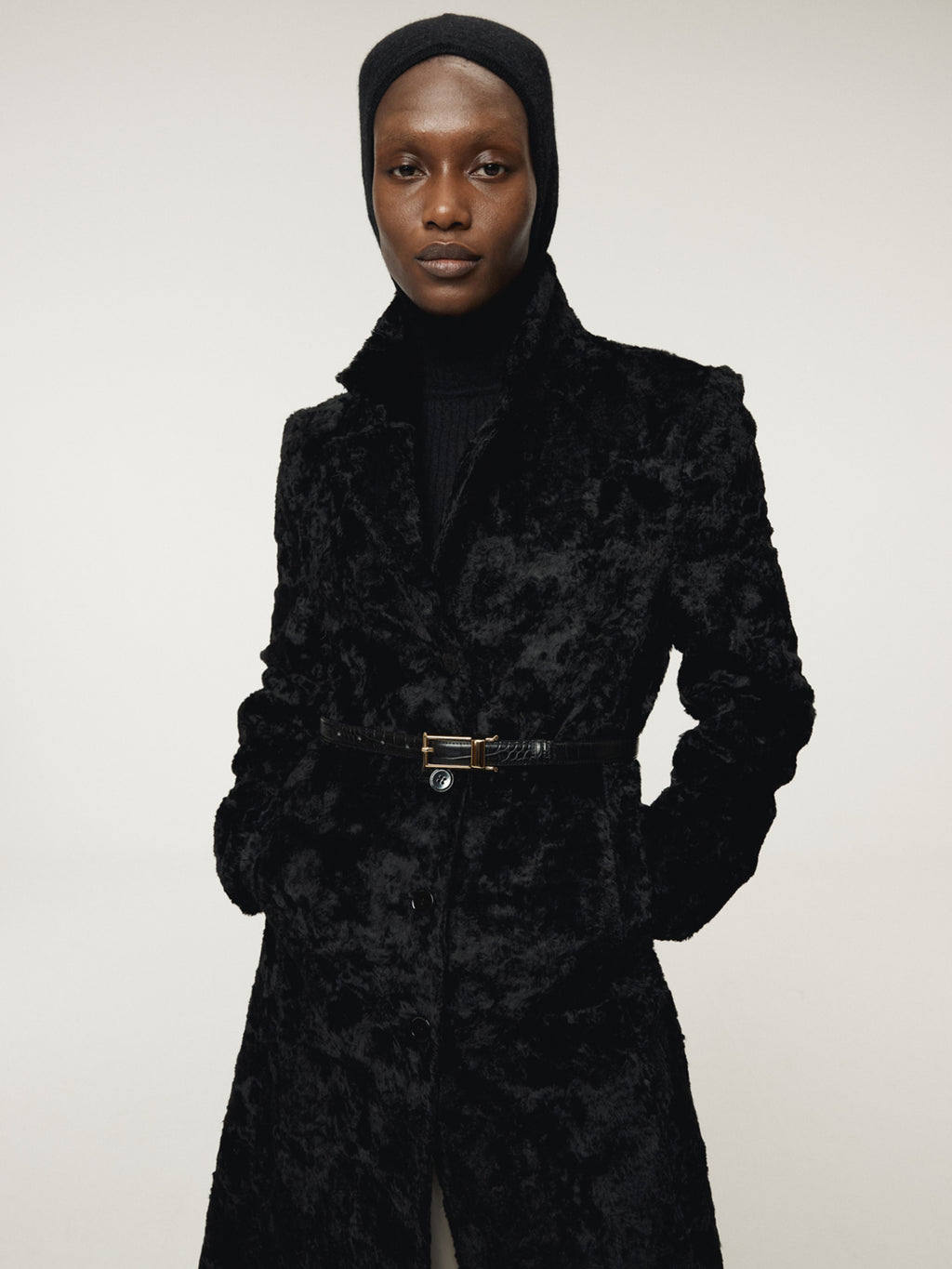 Recto - Slim Fit Faux Fur Coat (Black) product image 6 | TRAB K-Fashion Australia