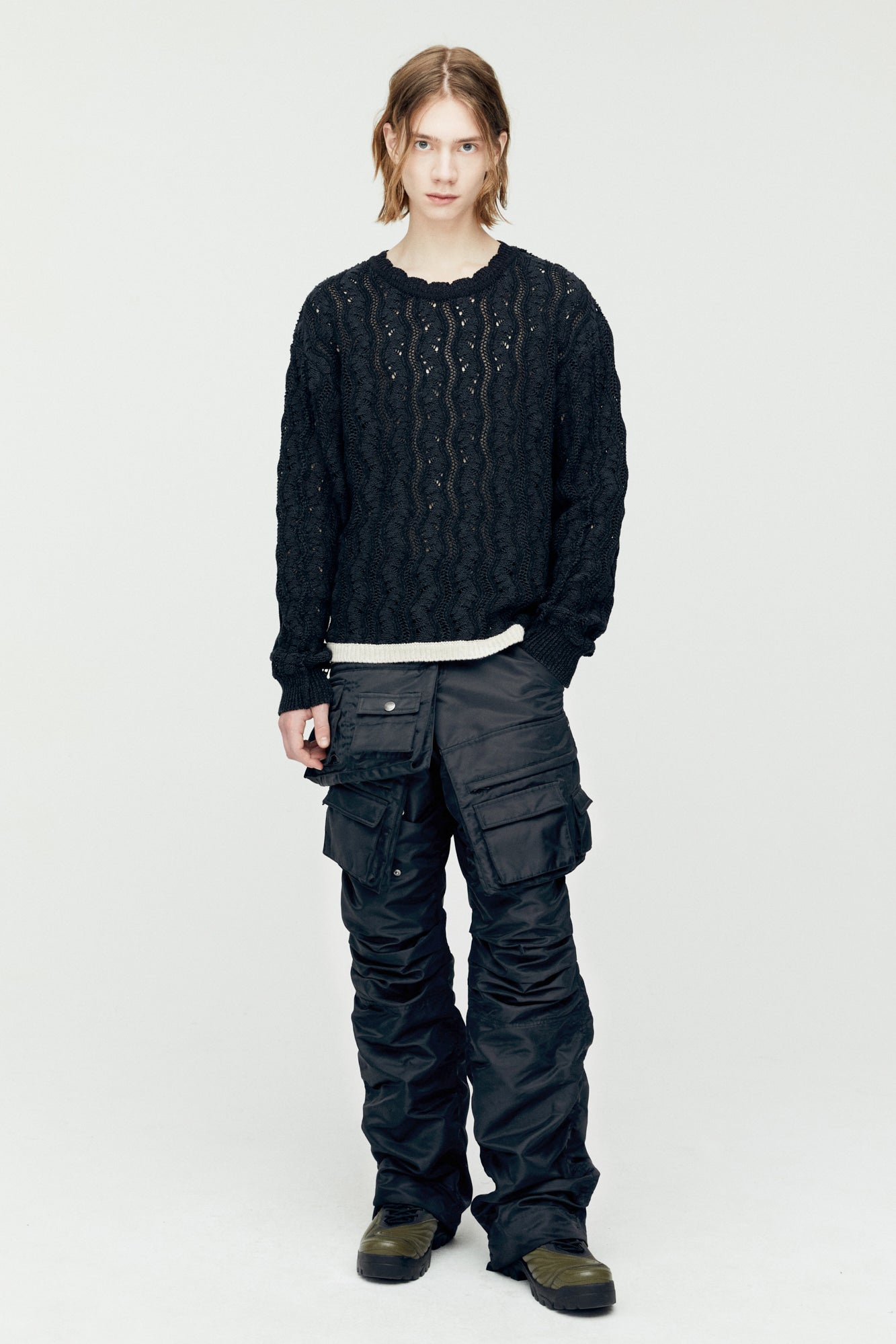 Andersson Bell - Two Tone Wave Crew-Neck Sweater (Black) product image 2 | TRAB K-Fashion Australia