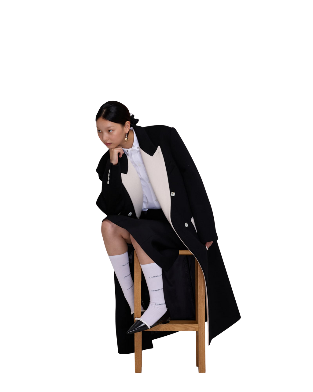 Kimhe Kim - Bi Color Double Breasted Coat (Black/Ivory) product image 11 | TRAB K-Fashion Australia