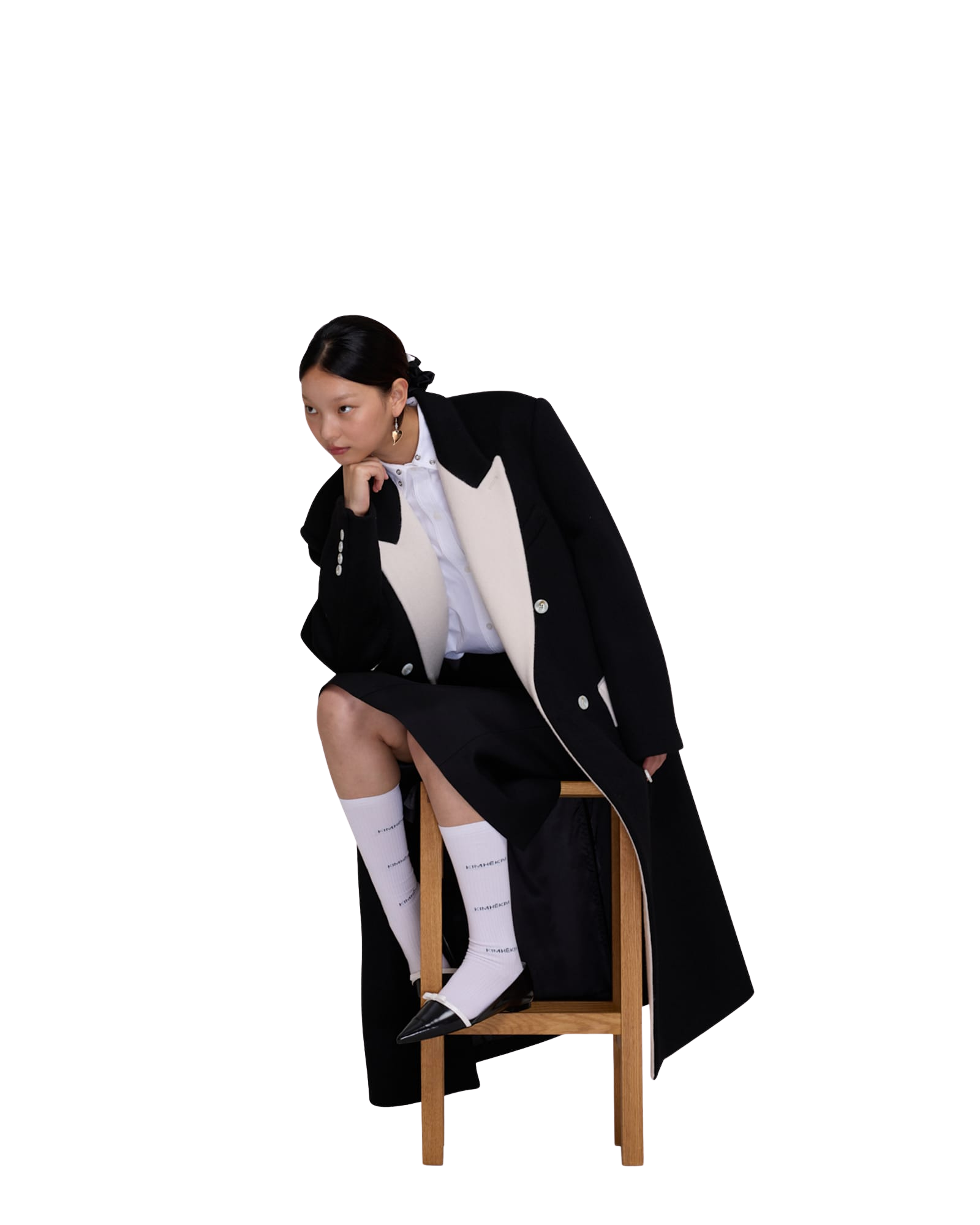 Kimhe Kim - Bi Color Double Breasted Coat (Black/Ivory) product image 11 | TRAB K-Fashion Australia