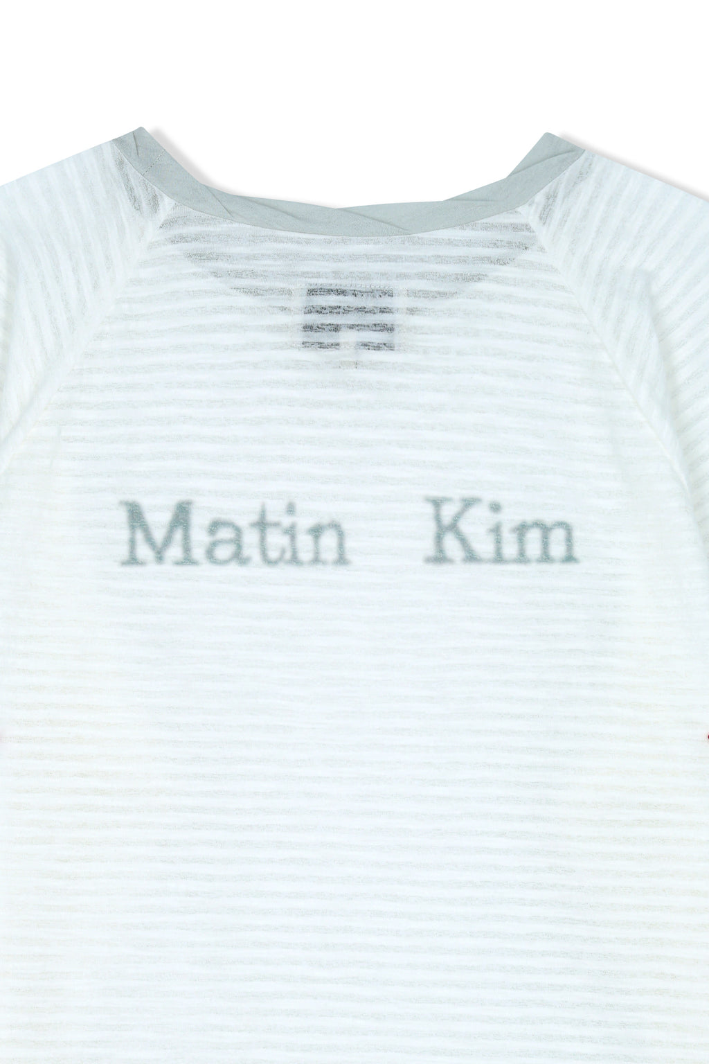 Matin Kim - Twist Boat Neck Stripe Logo Top (White) product image 4 | TRAB K-Fashion Australia