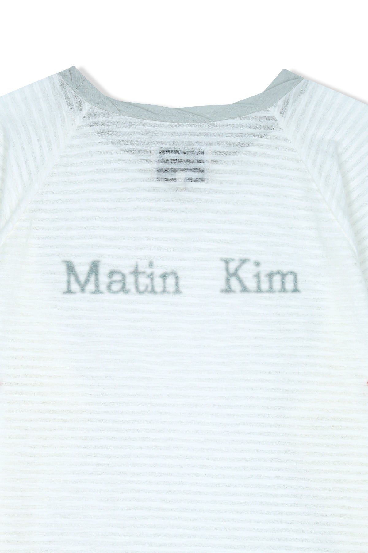 Matin Kim - Twist Boat Neck Stripe Logo Top (White) product image 4 | TRAB K-Fashion Australia
