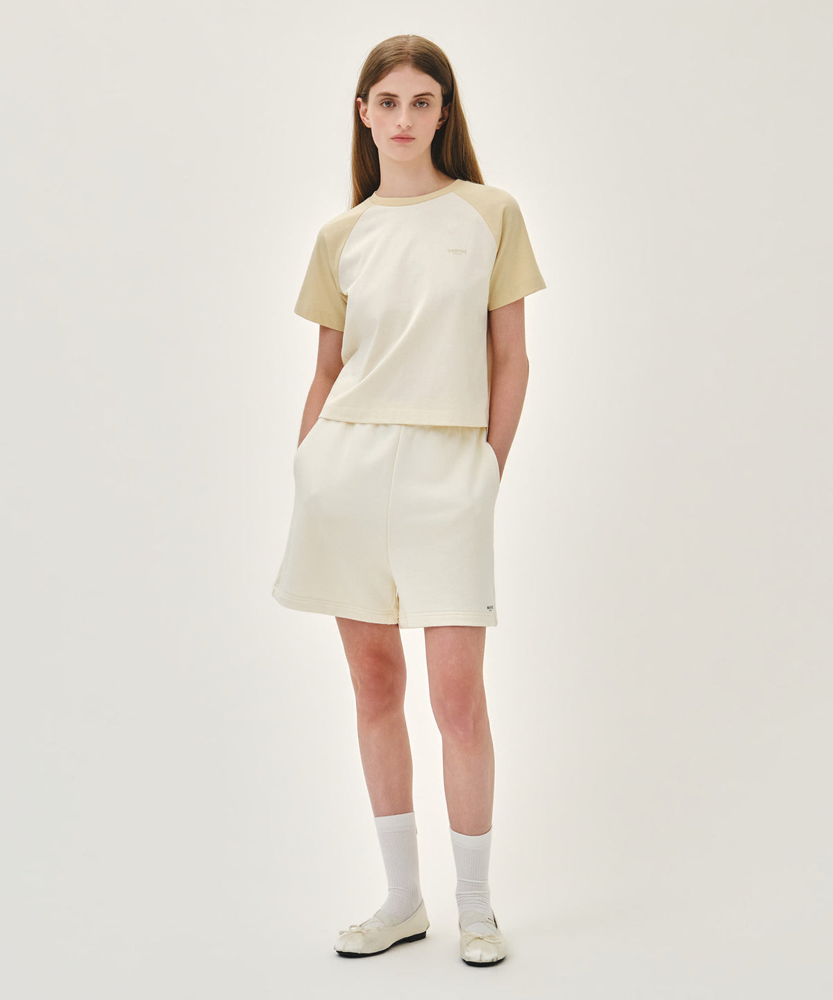 Marithe & Francois Girbaud - Regular Logo Sweat Shorts (Ivory) product image 3 | TRAB K-Fashion Australia