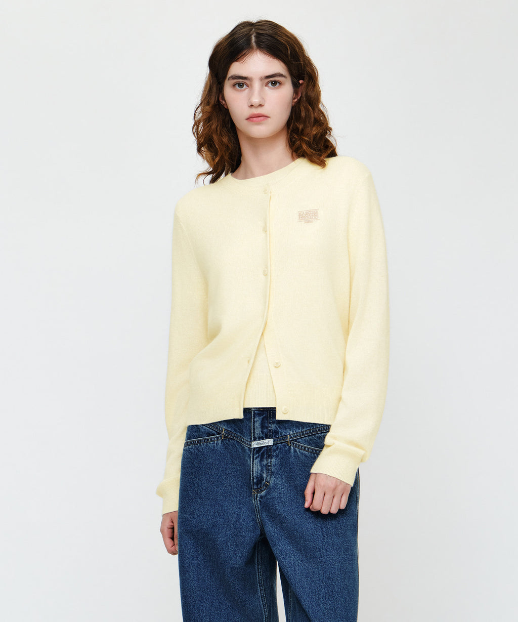 Marithe & Francois Girbaud - Small Classic Logo Round Neck Cardigan Set Up (Ivory) product image 1 | TRAB K-Fashion Australia