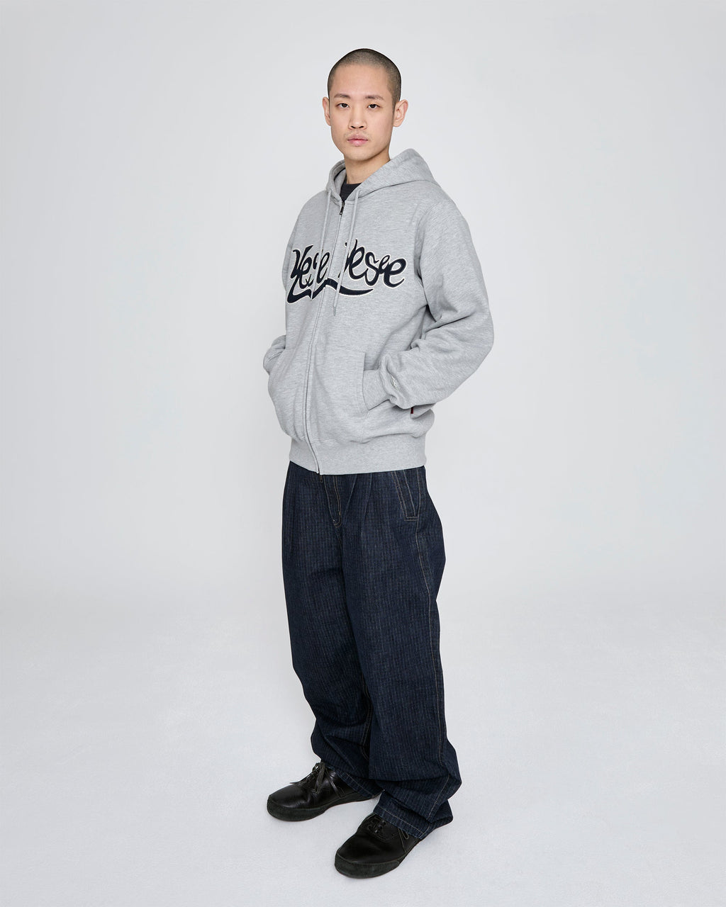 yeseyesee - Y.E.S Snail Logo Zip-Up Hoodie (Grey) product image 8 | TRAB K-Fashion Australia