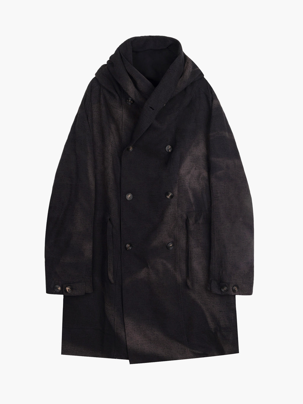 Jiyong Kim - Sun-Bleached Double-Breasted Hooded Coat (Black) product image 8 | TRAB K-Fashion Australia