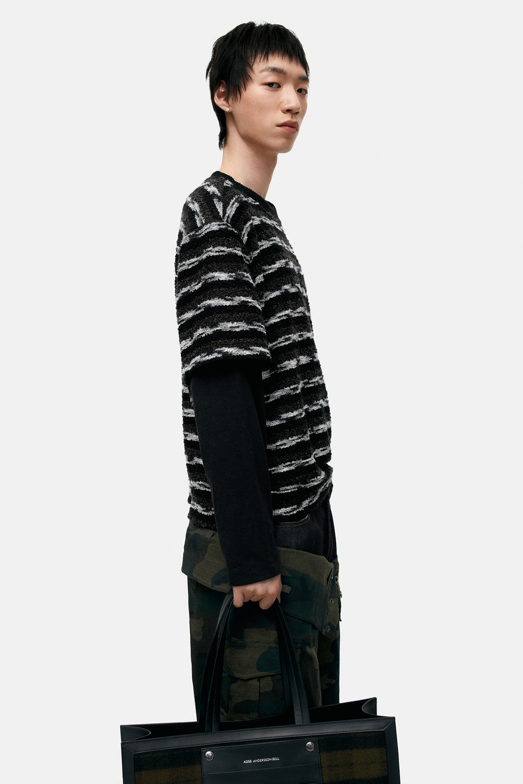 Andersson Bell - Unisex Stripe Layered Sweater (Black/Brown) product image 7 | TRAB K-Fashion Australia