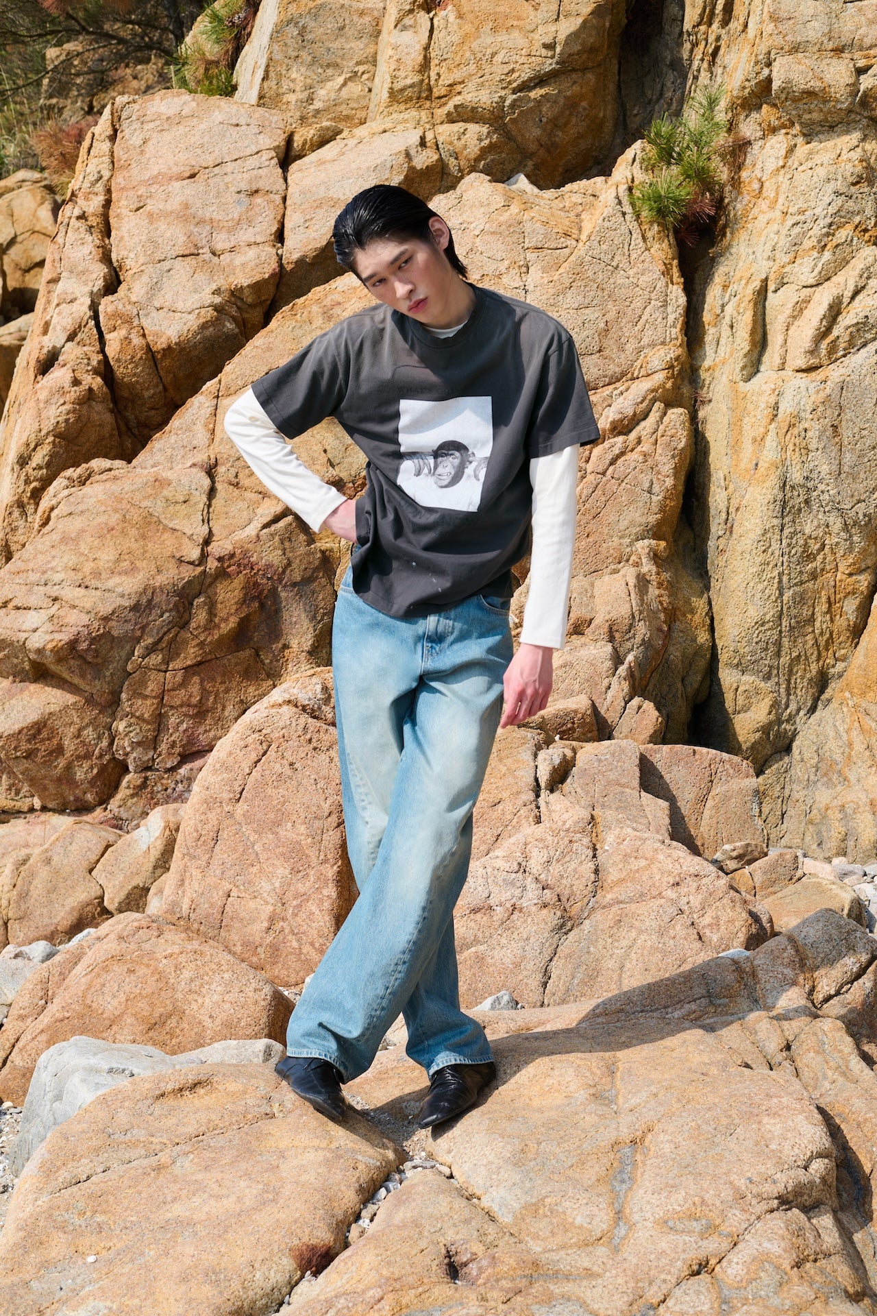 STU - Monkey T-shirt (Charcoal) product image 6 | TRAB K-Fashion Australia