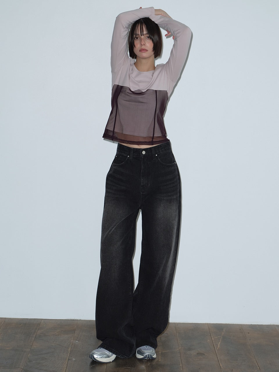 Margarin Fingers - Rivet Wide Denim Pants (Black) product image 1 | TRAB K-Fashion Australia