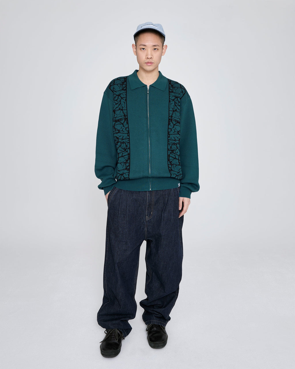 yeseyesee - Knit Zip Up Polo Cardigan (Teal) product image 7 | TRAB K-Fashion Australia