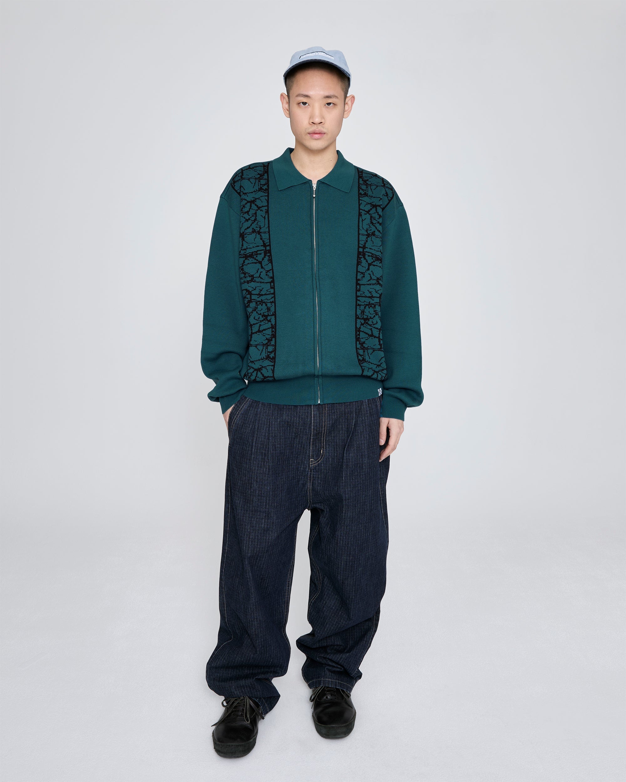 yeseyesee - Knit Zip Up Polo Cardigan (Teal) product image 7 | TRAB K-Fashion Australia