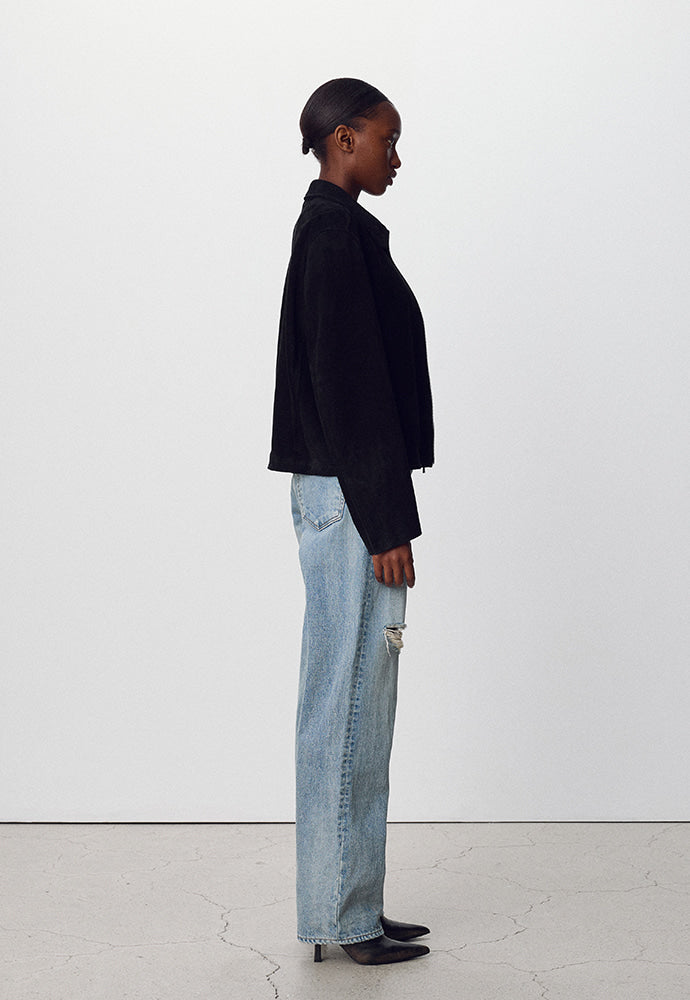 Tonywack - Suede Zippered Blouson Jacket (Black) product image 3 | TRAB K-Fashion Australia