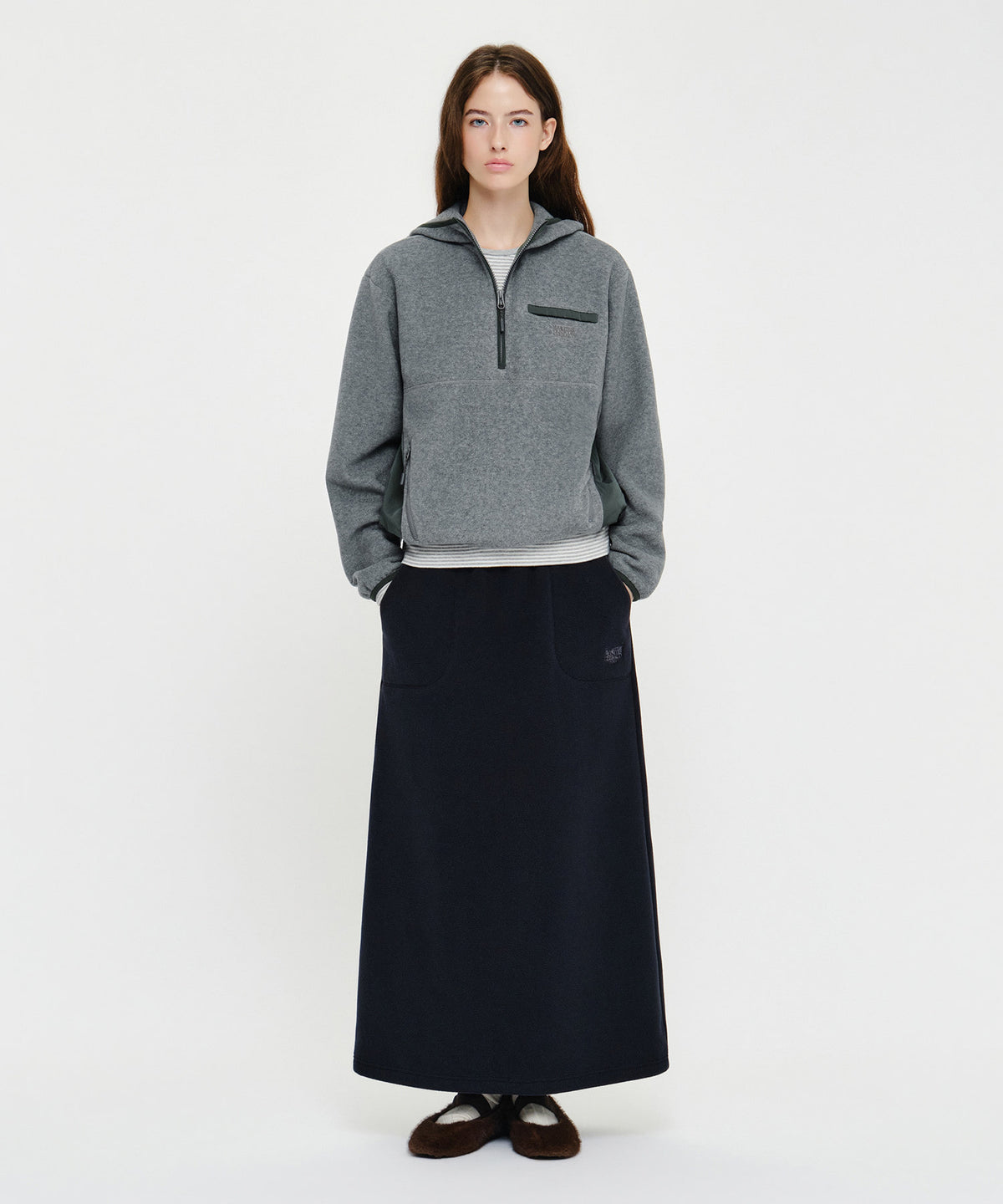 Marithe & Francois Girbaud - Small Classic Logo Fleece Hoodie Anorak (Heather Charcoal) product image 6 | TRAB K-Fashion Australia