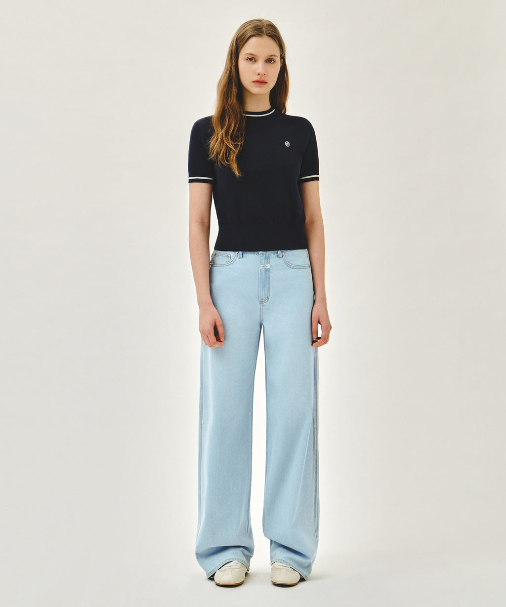 Marithe & Francois Girbaud - Circle Logo Half Knit Pullover (Navy) product image 5 | TRAB K-Fashion Australia