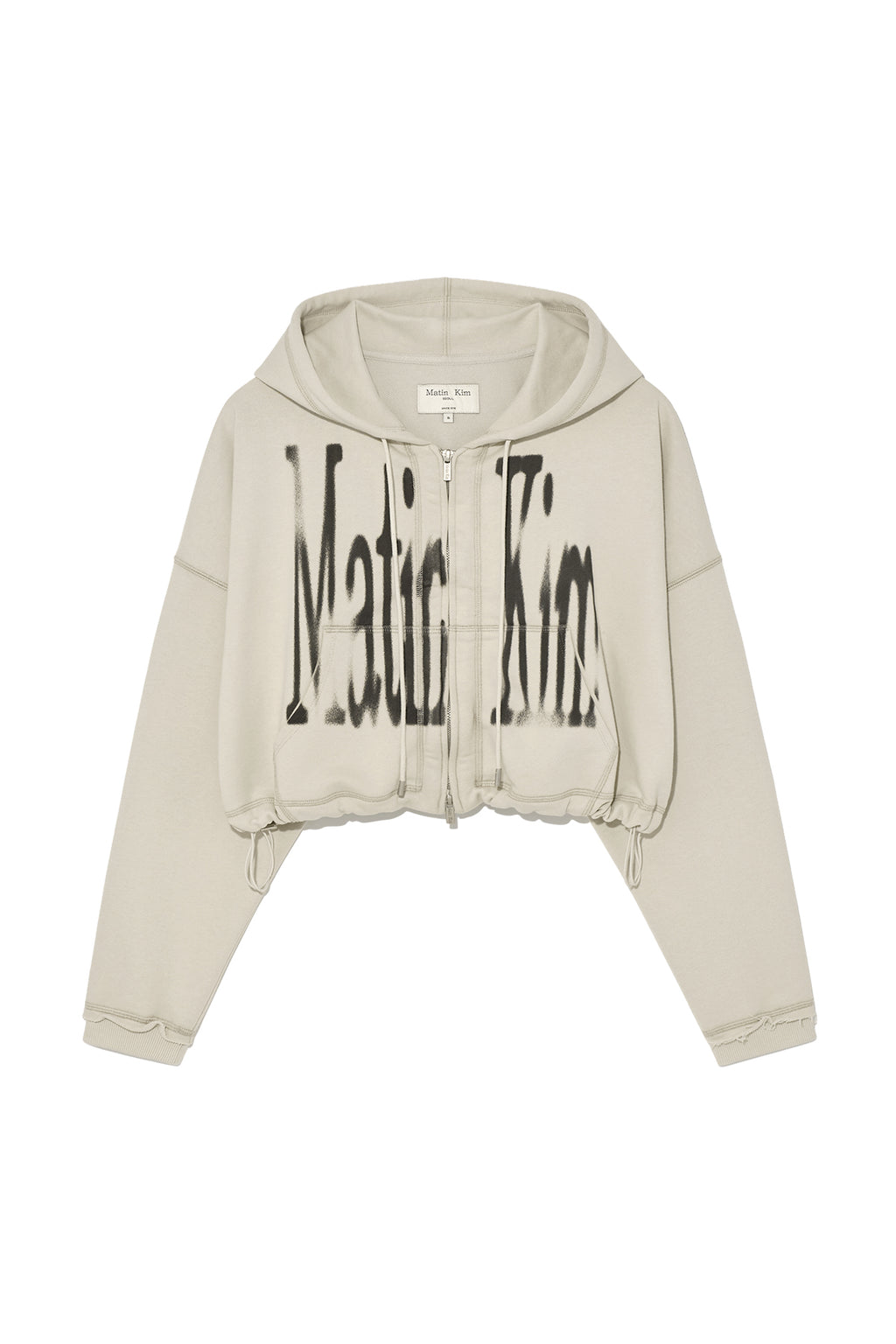 Matin Kim - Big Logo Crop Hoody Zip Up (Beige) product image 1 | TRAB K-Fashion Australia