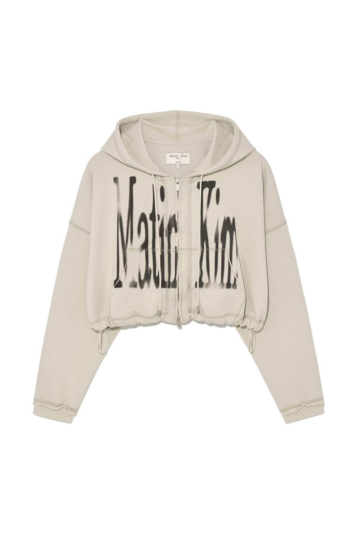 Matin Kim - Big Logo Crop Hoody Zip Up (Beige) product image 1 | TRAB K-Fashion Australia