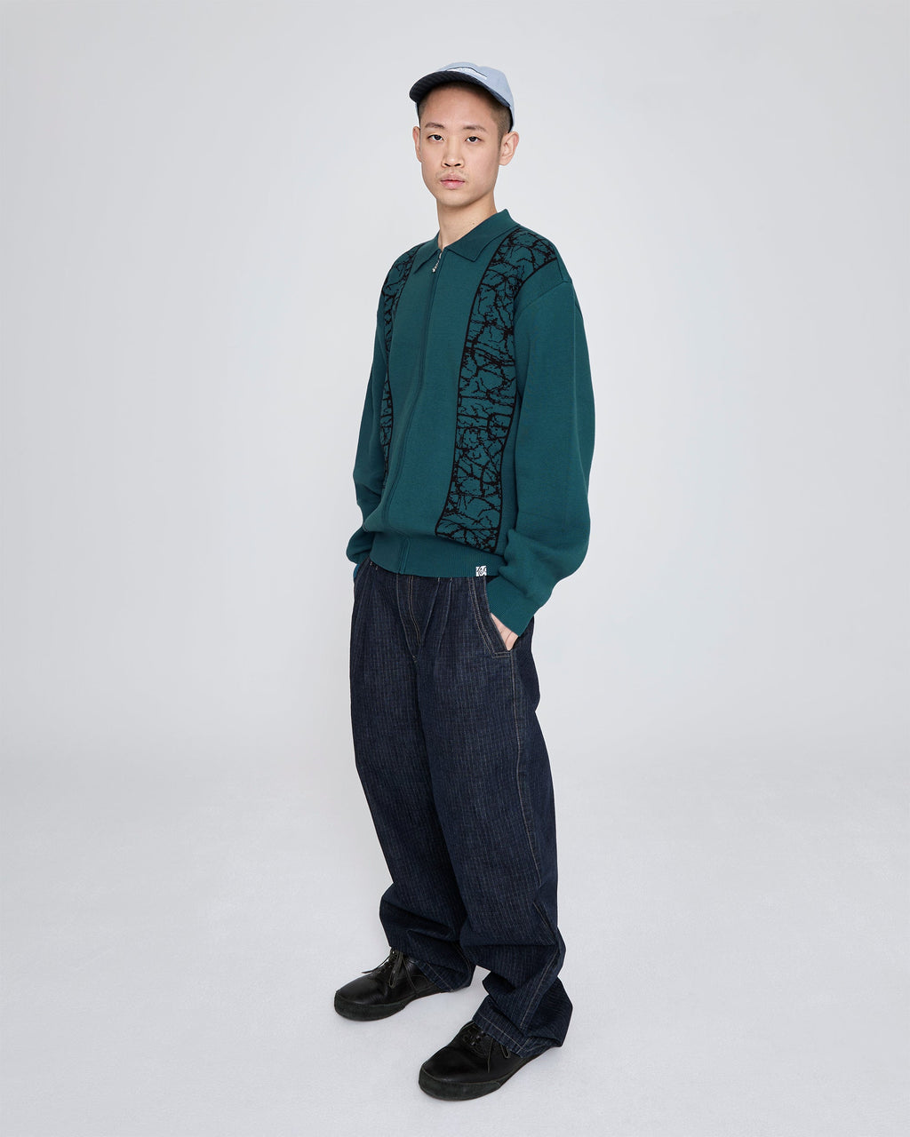 yeseyesee - Knit Zip Up Polo Cardigan (Teal) product image 8 | TRAB K-Fashion Australia