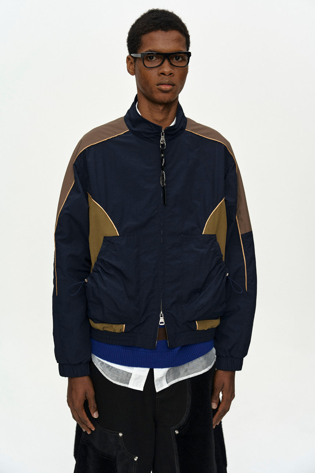 Andersson Bell - Unisex Color Block Nylon Track Jacket (Navy/Khaki) product image 8 | TRAB K-Fashion Australia