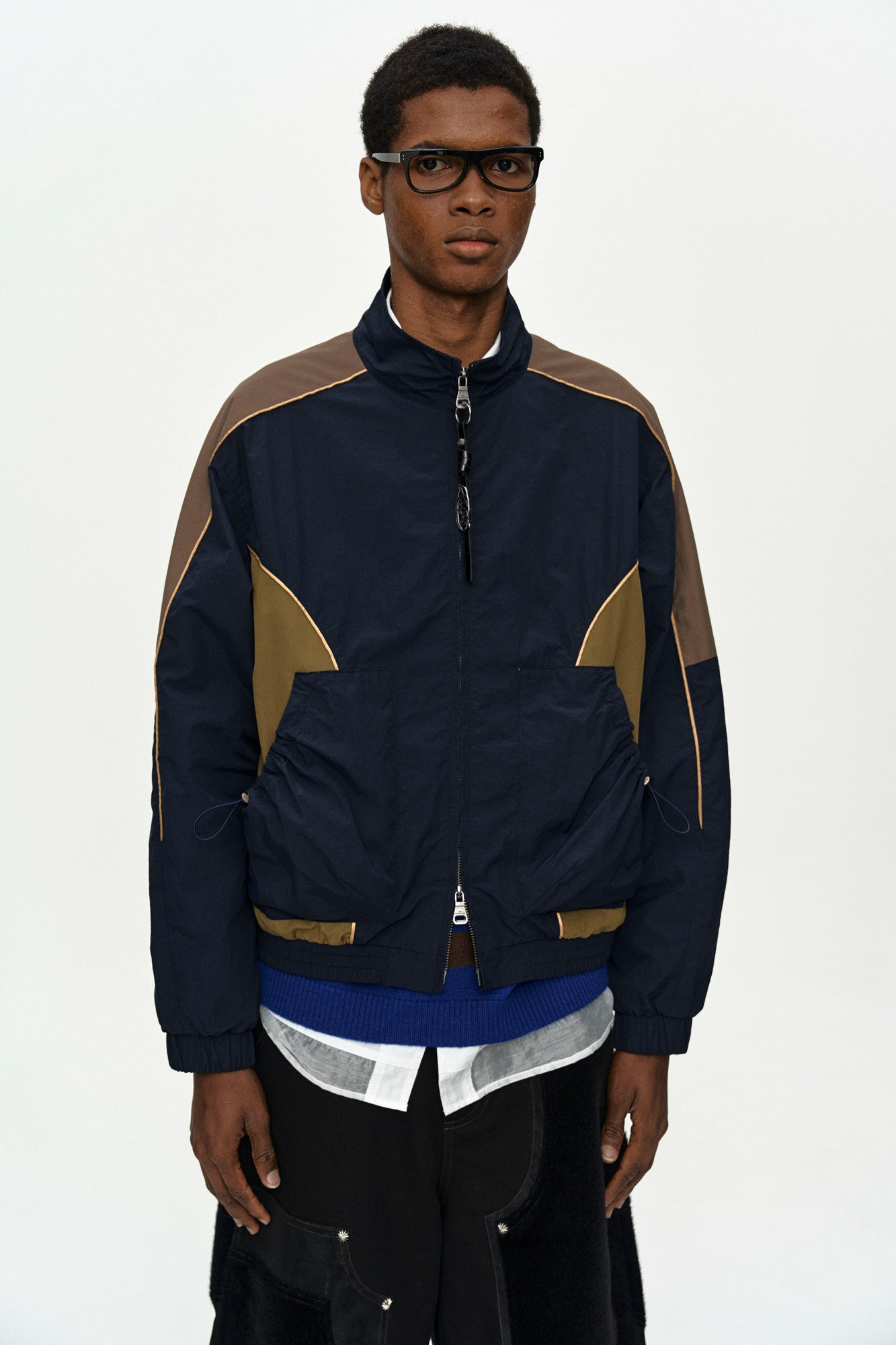Andersson Bell - Unisex Color Block Nylon Track Jacket (Navy/Khaki) product image 8 | TRAB K-Fashion Australia