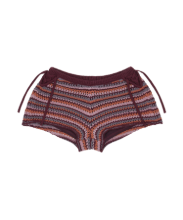 Coyseio - Striped Crochet Knit Shorts (Wine) product image 1 | TRAB K-Fashion Australia