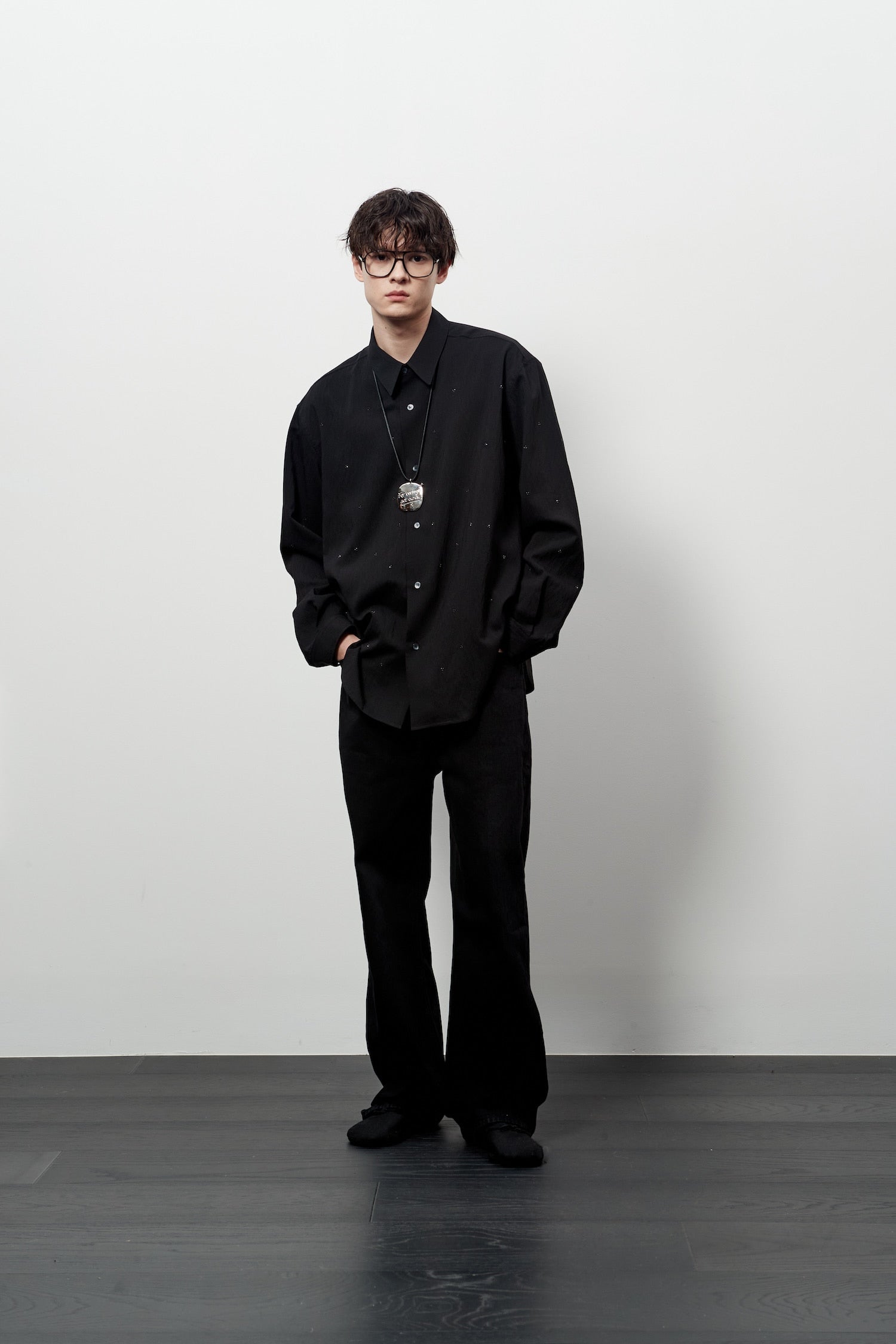 Stu - Crystal Stripe Shirt (Black) product image 5 | TRAB K-Fashion Australia