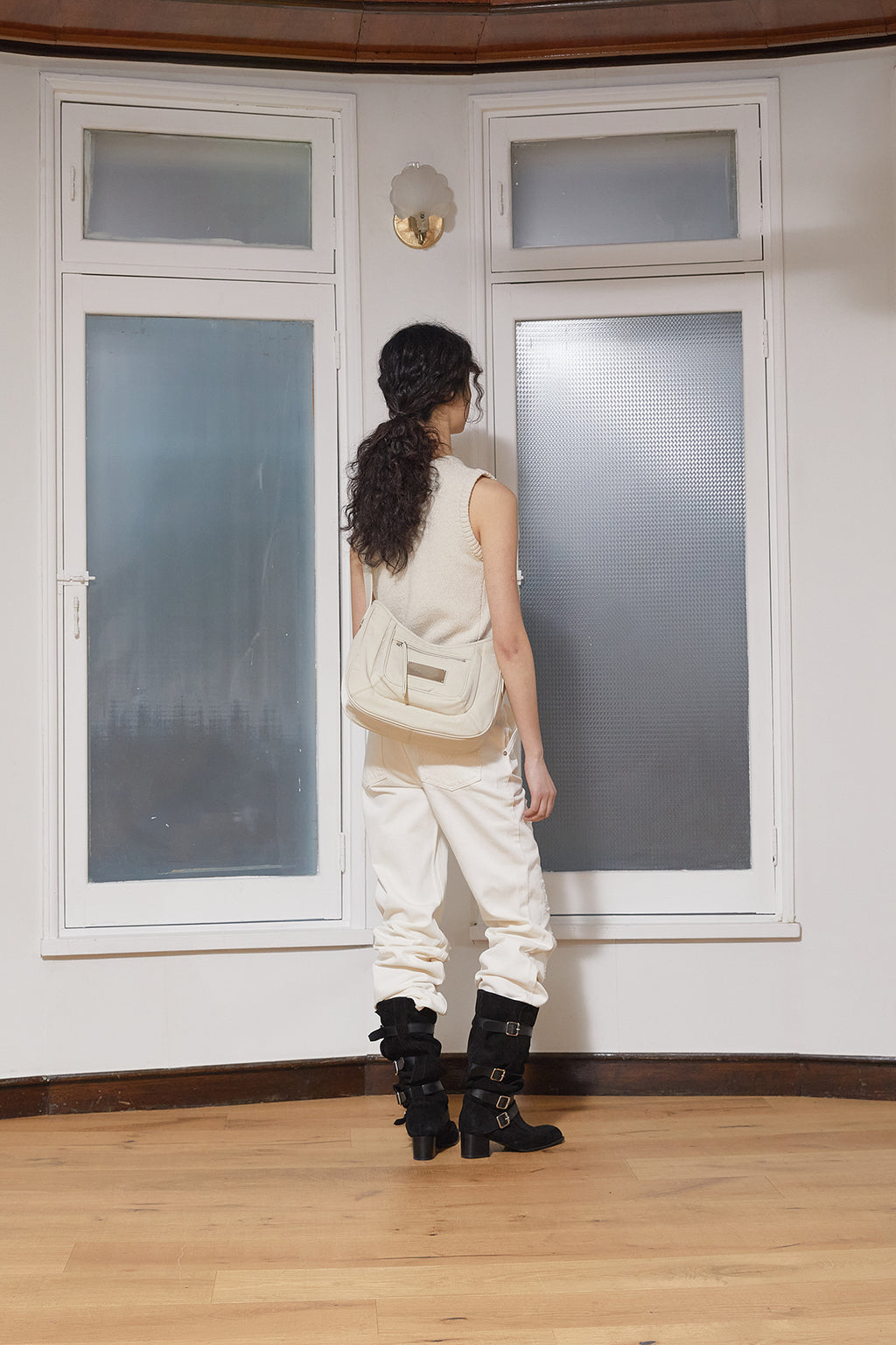 Matin Kim - Big Logo Printing Knit Vest (Beige) product image 8 | TRAB K-Fashion Australia