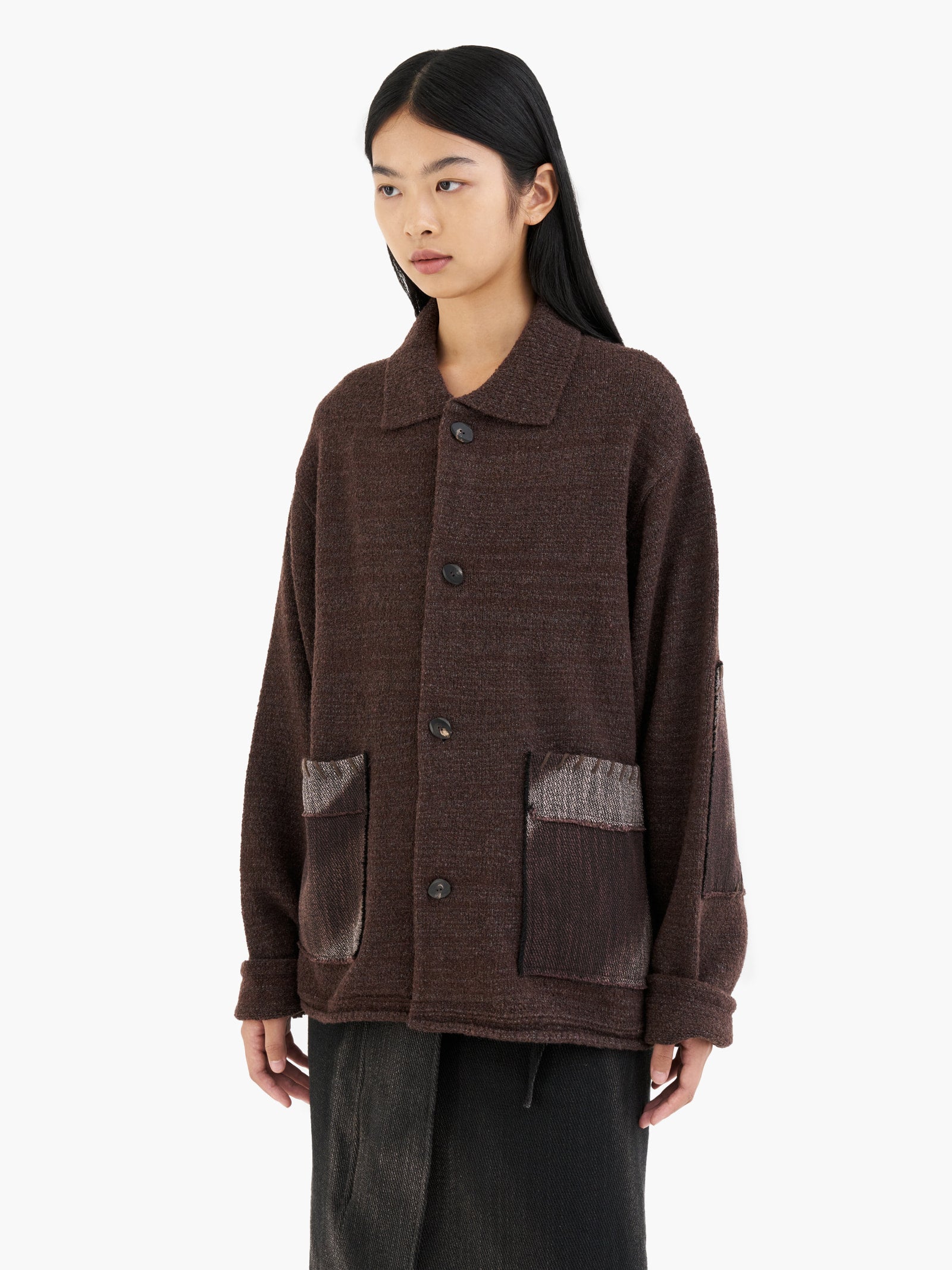 Jiyong Kim - Sun-Bleached Pocket Knit Cardigan (Brown) product image 5 | TRAB K-Fashion Australia