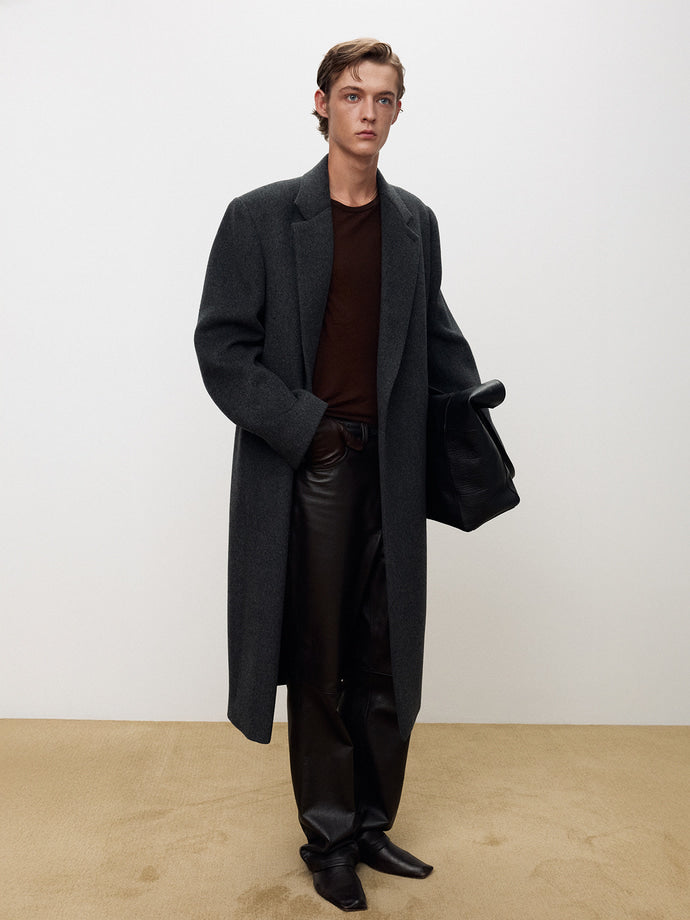 Tonywack - Wool And Cashmere Tailored Wrap Coat (Dark Grey) product image 5 | TRAB K-Fashion Australia