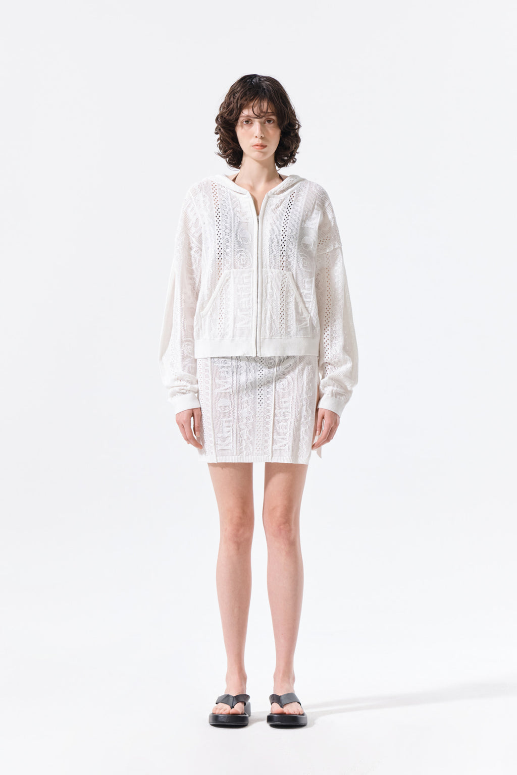 Matin Kim - Mesh Logo Wrap Mini Skirt (White) product image 10 | TRAB K-Fashion Australia