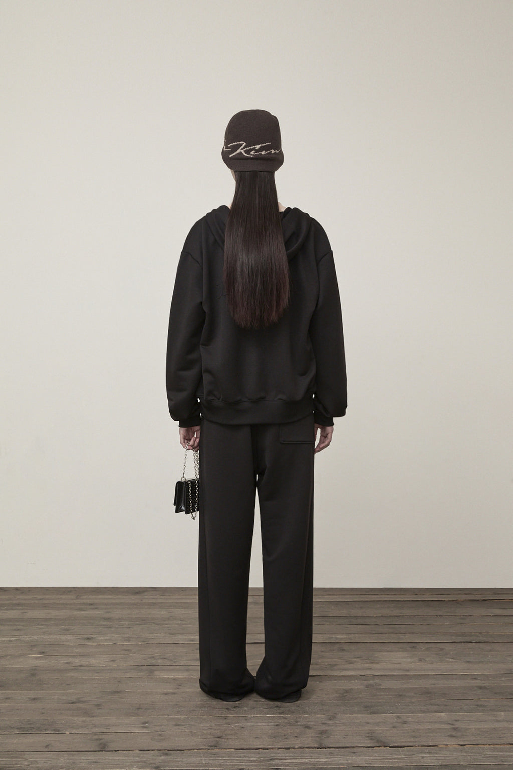 Matin Kim - Back Logo Glitter Hoody Zip Up (Black) product image 7 | TRAB K-Fashion Australia