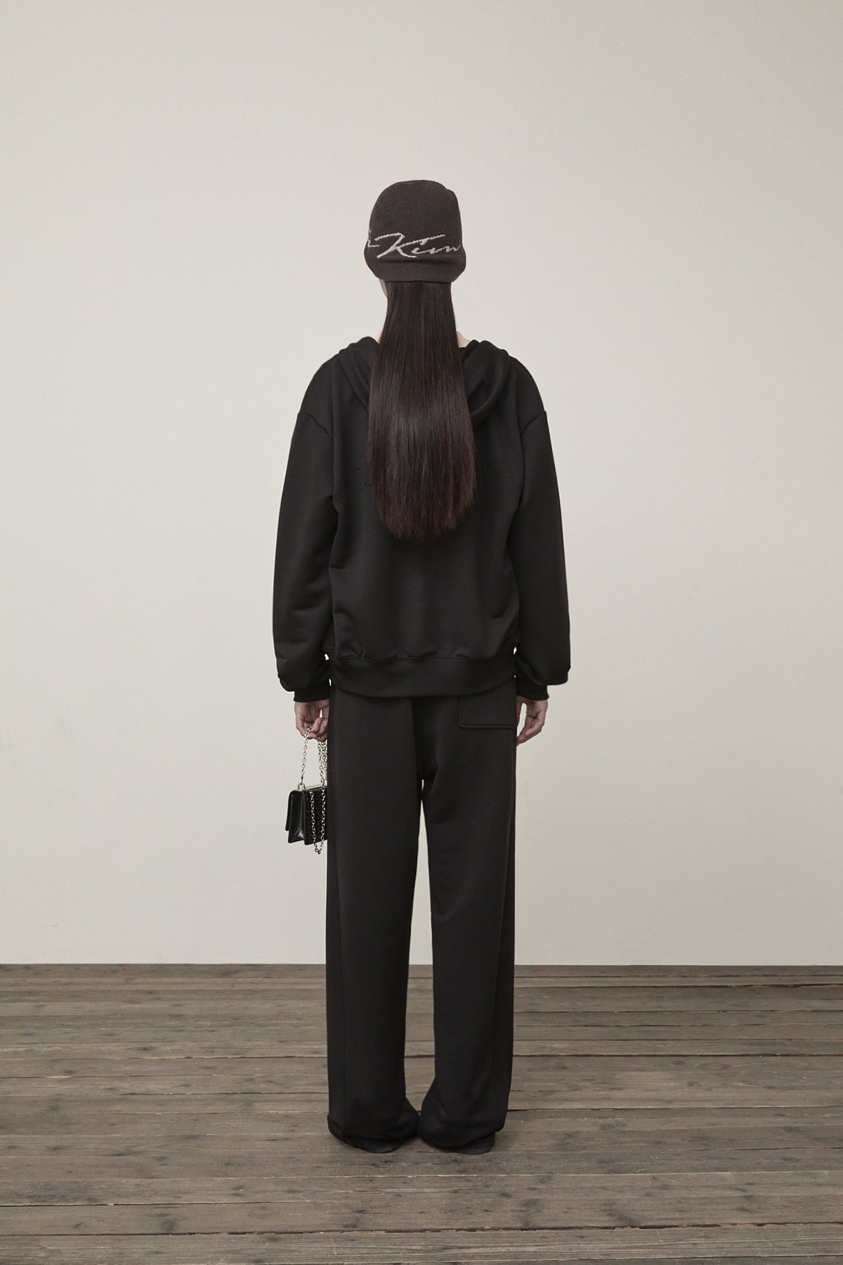 Matin Kim - Back Logo Glitter Hoody Zip Up (Black) product image 7 | TRAB K-Fashion Australia
