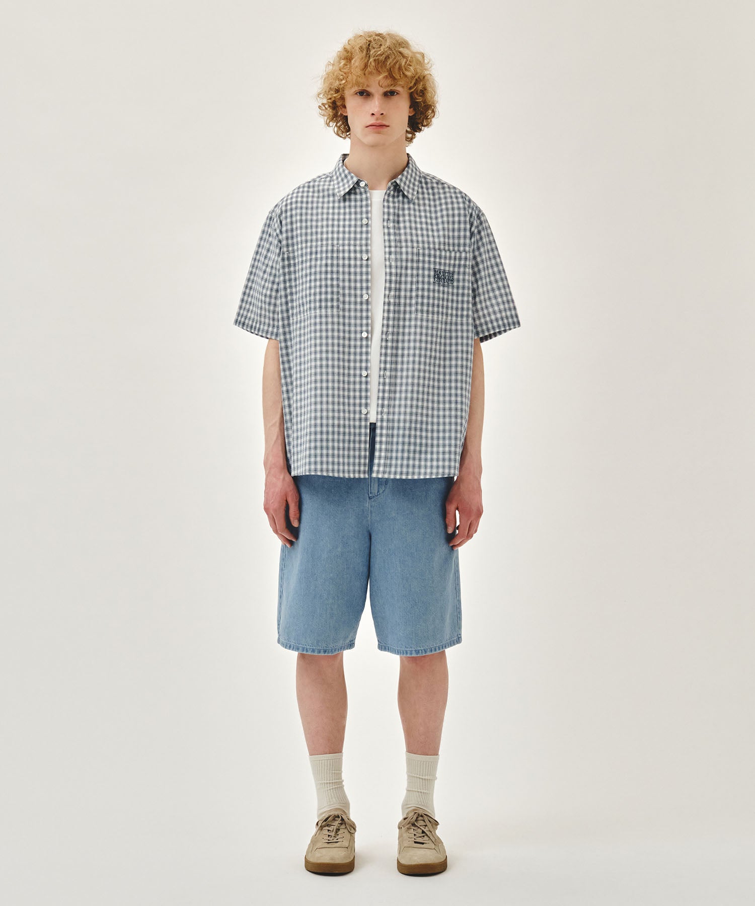 Marithe & Francois Girbaud - Check Half Sleeve Shirt (Ivory) product image 5 | TRAB K-Fashion Australia