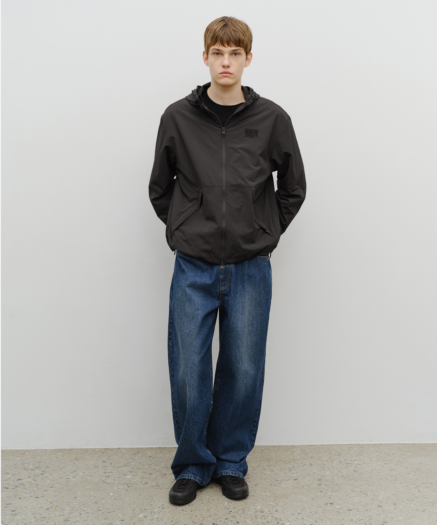 Marithe & Francois Girbaud - Classic Logo Over Fit Hooded Windbreaker (Charcoal) product image 5 | TRAB K-Fashion Australia