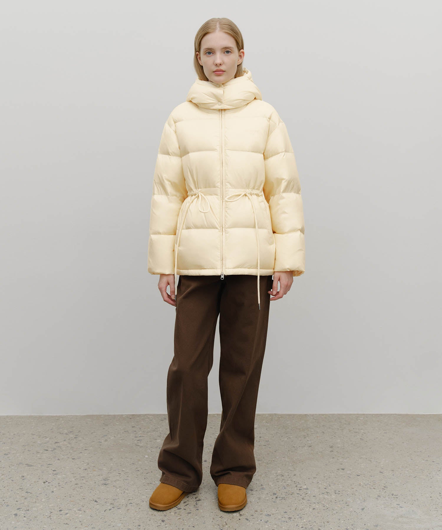 Marithe & Francois Girbaud - Waist String Mid Down Jacket (Light Beige) product image 5 | TRAB K-Fashion Australia