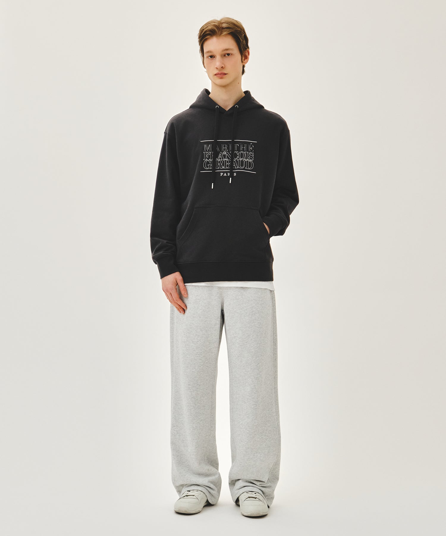 Marithe & Francois Girbaud - Classic Logo Applique Mix Hoodie (Charcoal) product image 5 | TRAB K-Fashion Australia