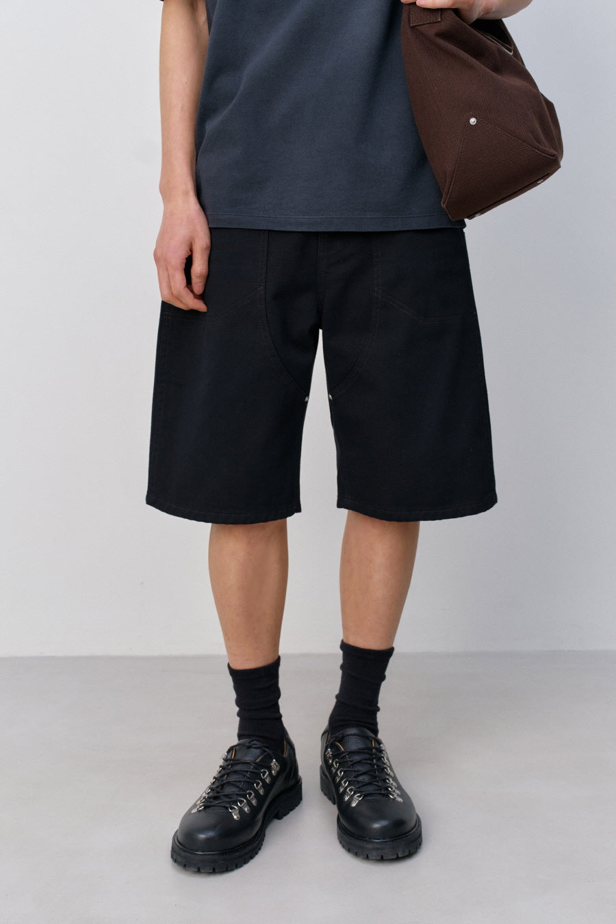Insilence - Double Knee Shorts (Washed Black) product image 2 | TRAB K-Fashion Australia